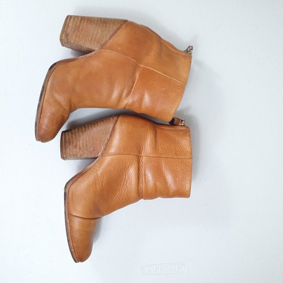 RAG & BONE Ankle Boots Leather Tan Brown Block Heel EU 36 US 6 Newbury - Picture 4 of 10